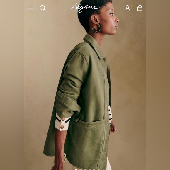 Sezane Will Cotton Chore Barn Utility Modern Jacket Green , sie Small - Picture 2 of 9